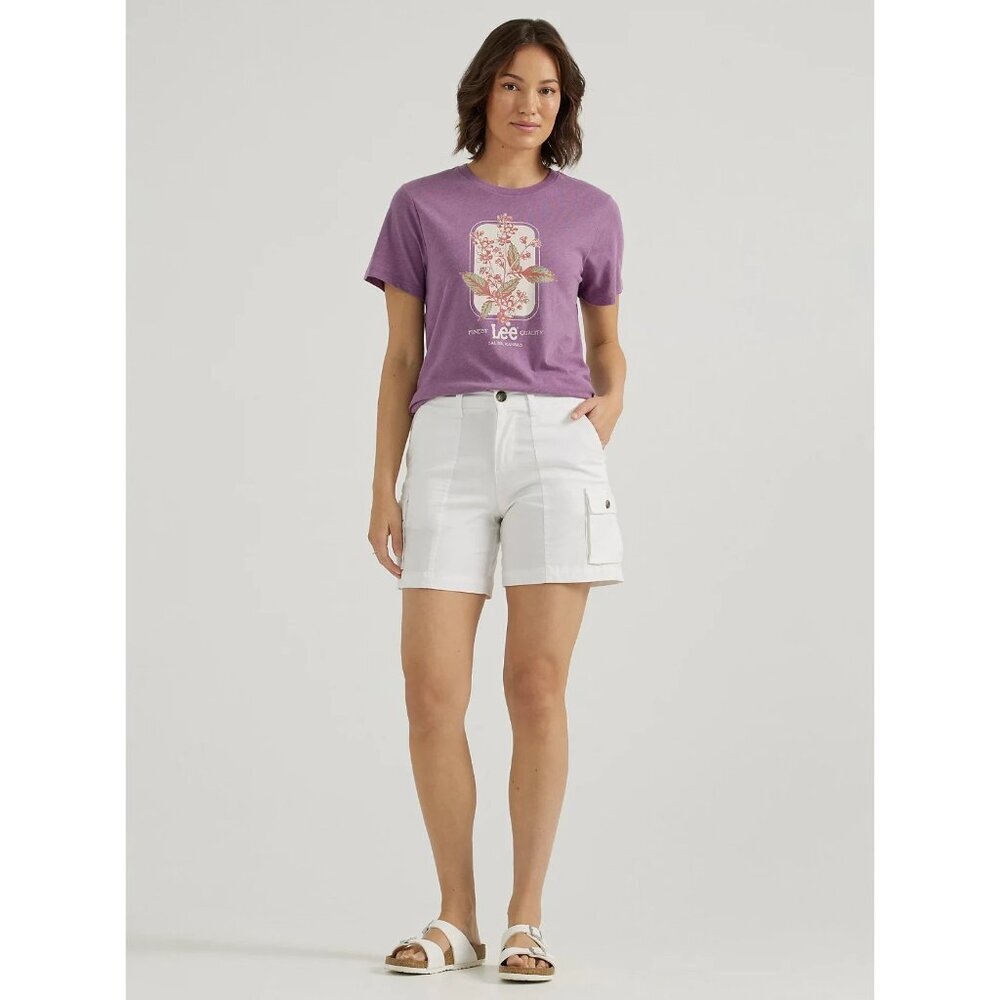 Lee Ultra Lux Comfort Cargo Short Womens 30 High Rise Stretch Relaxed Fit White - Picture 12 of 15